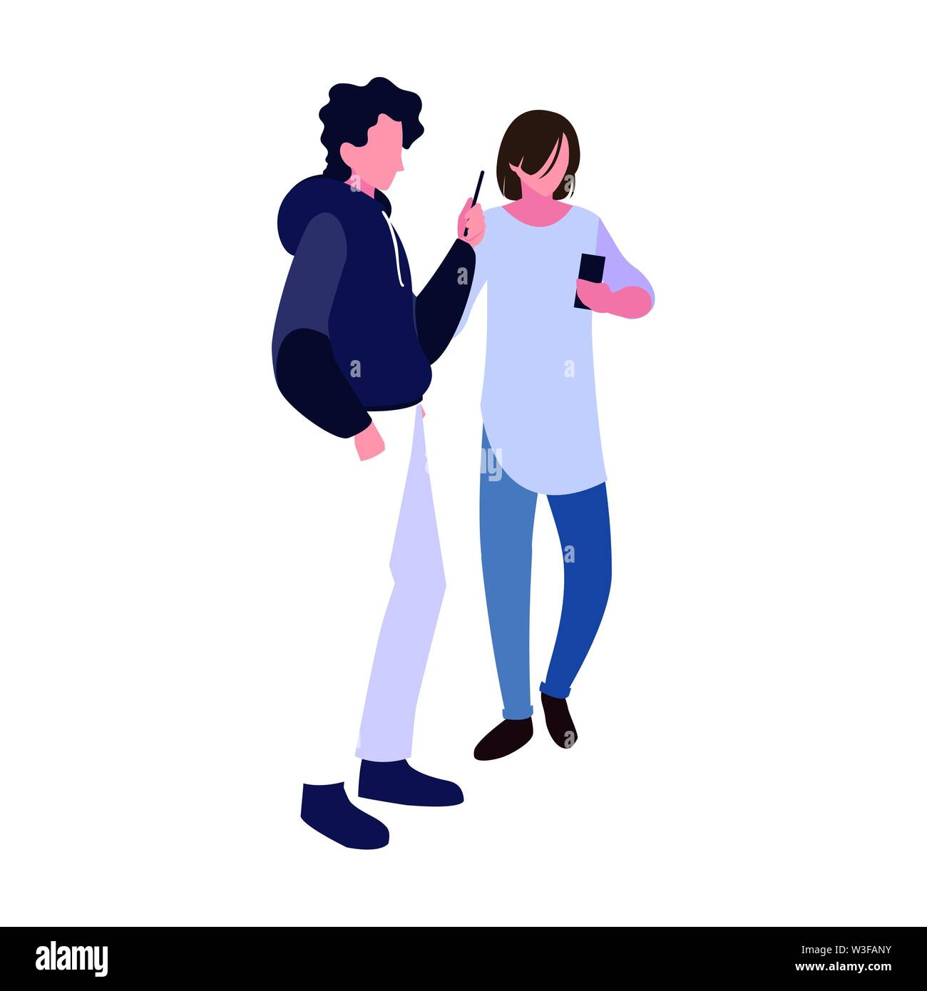 two men using smartphone devices vector illustration Stock Vector Image ...