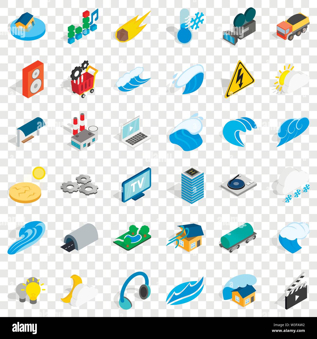 Vigor icons set, isometric style Stock Vector
