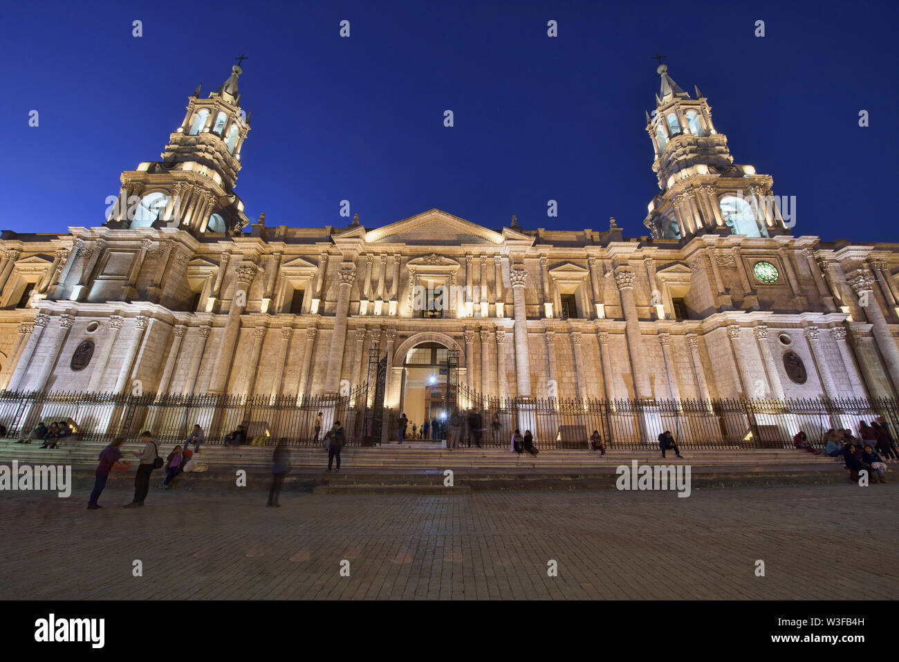 The colonial Basilica Cathedral of Arequipa, Peru Stock Photo