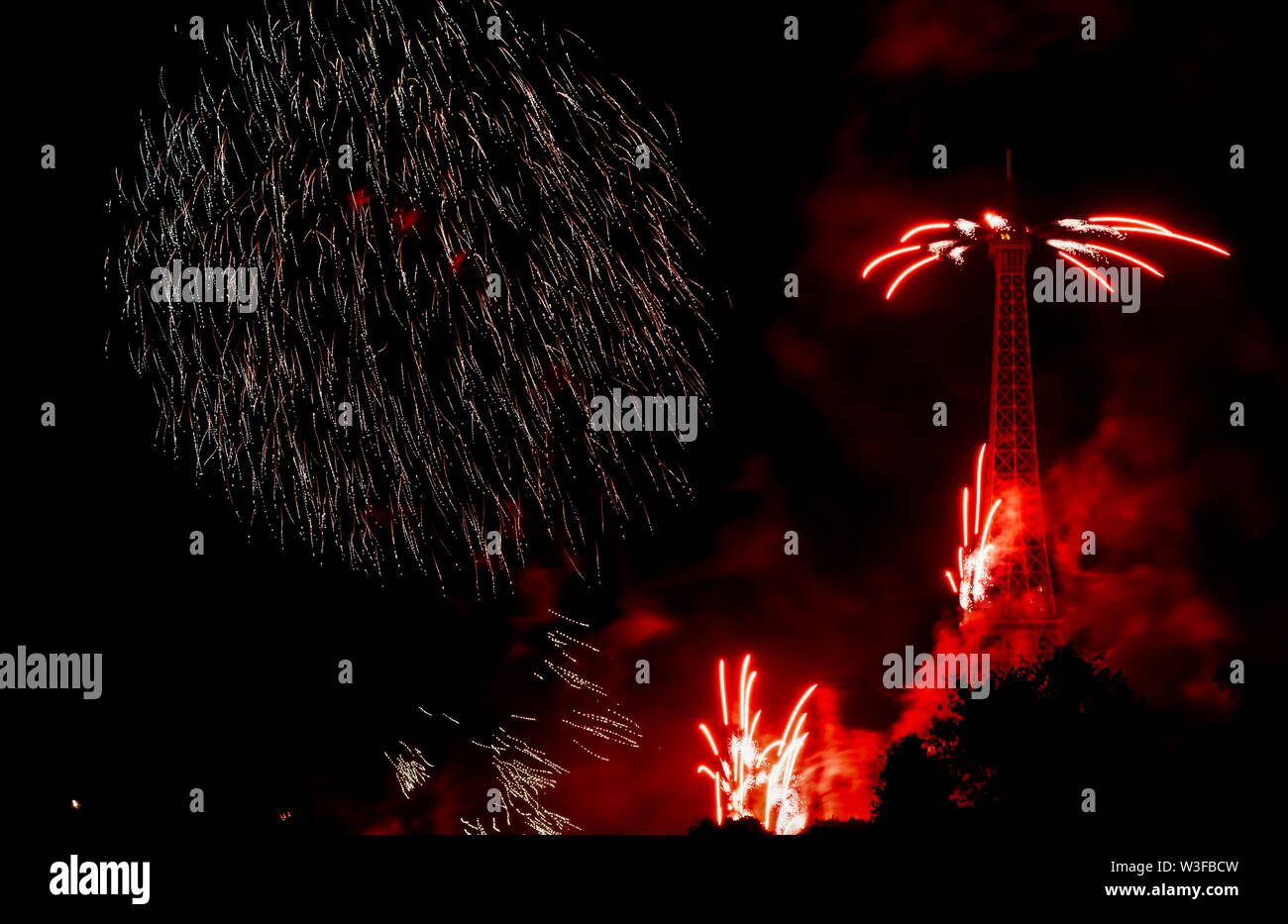 2019 Bastille Day Fireworks in Paris Stock Photo