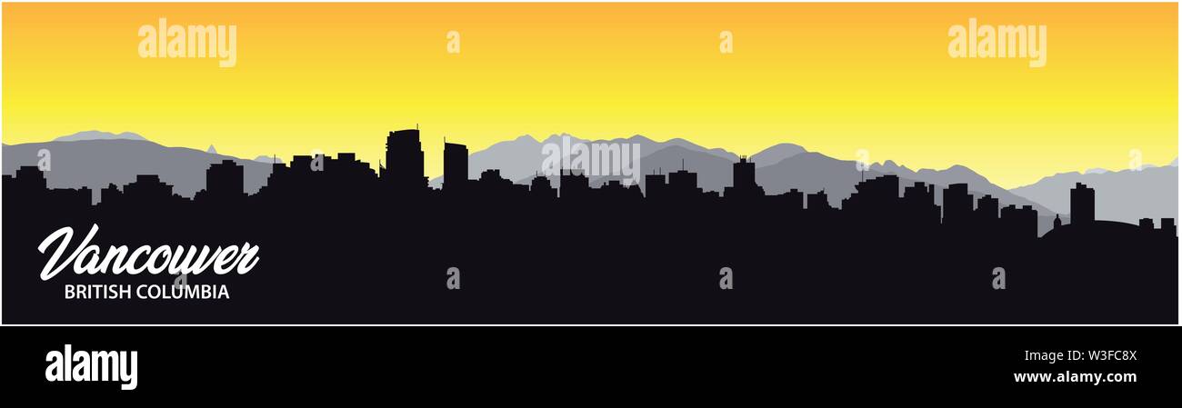vancouver british columbia skyline silhouette background with city ...