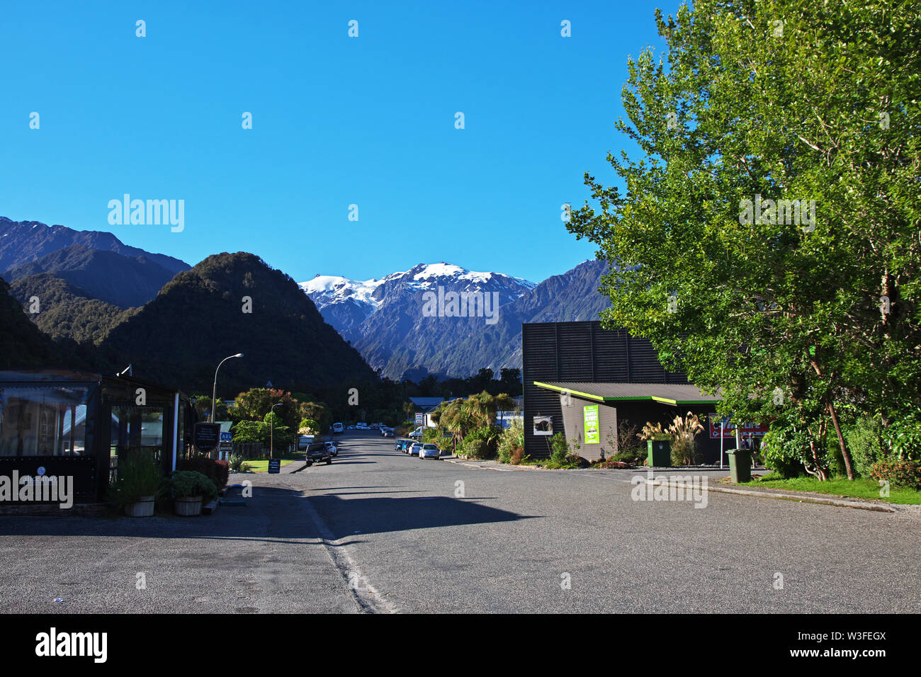 Village Franz Josef close Glacier, New Zealand Stock Photo