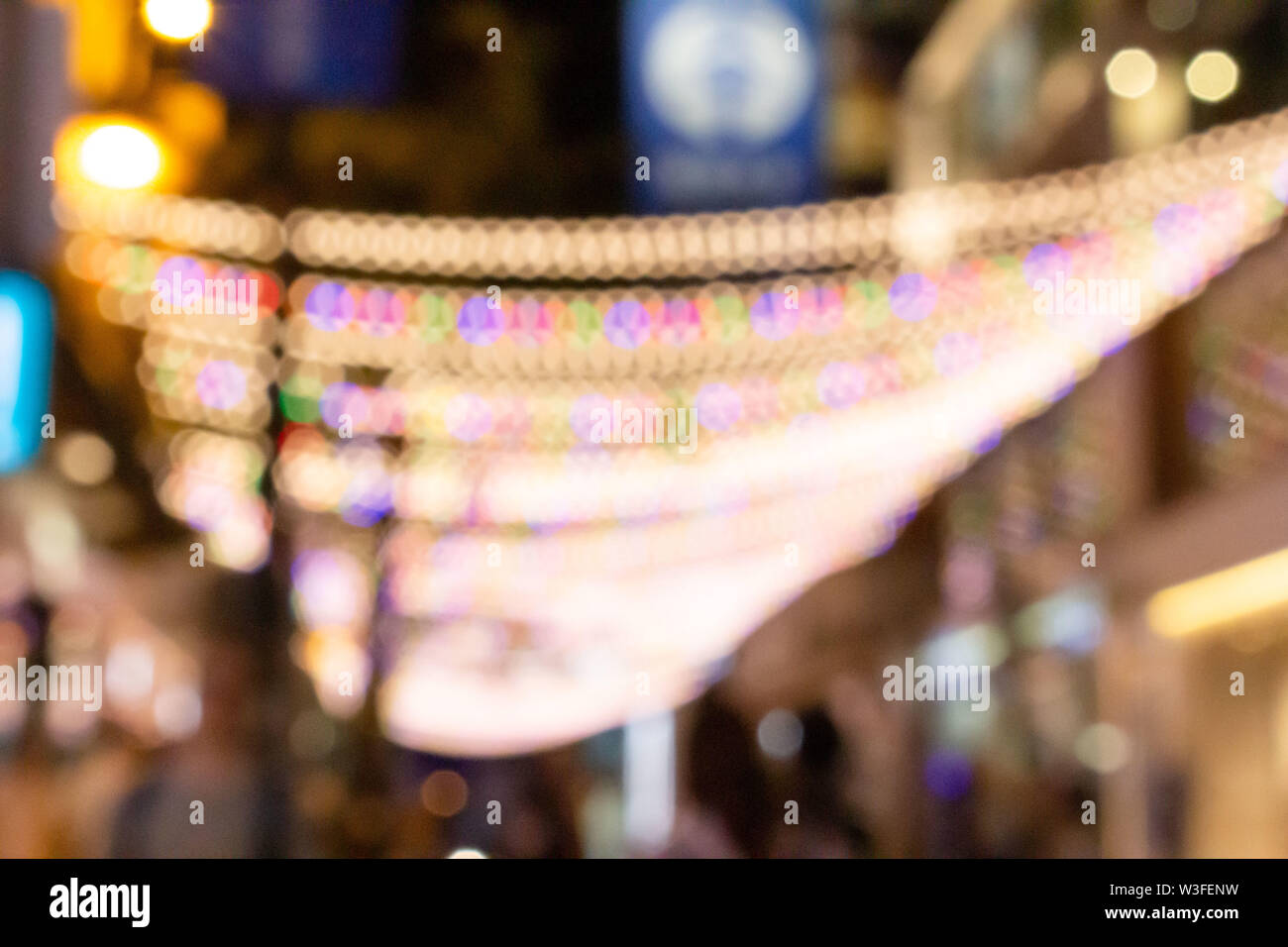 Multicolored defocused bokeh blurry lights. Stock Photo