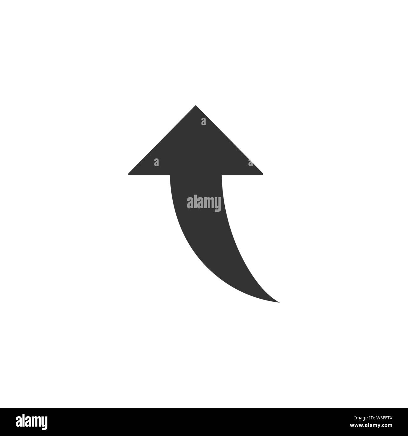 Curved Up Arrow icon. Vector illustration, flat design. Stock Vector