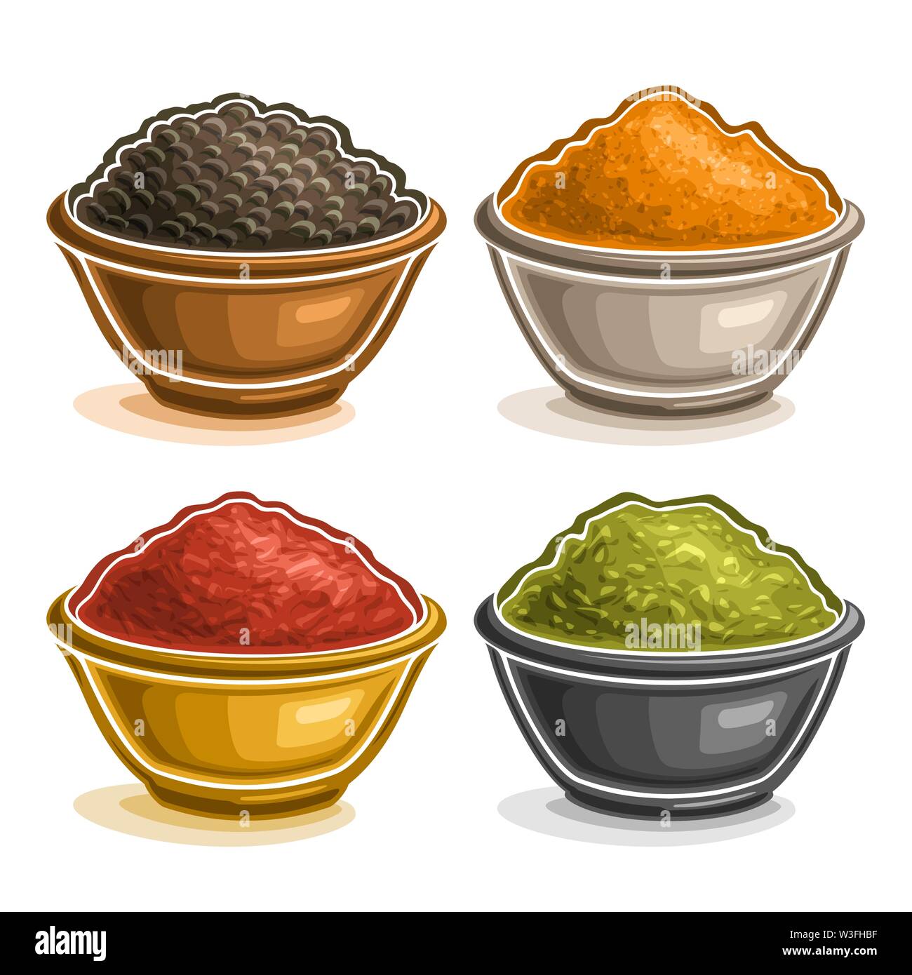 Vector set of Indian Spices in bowls Stock Vector Image & Art Alamy