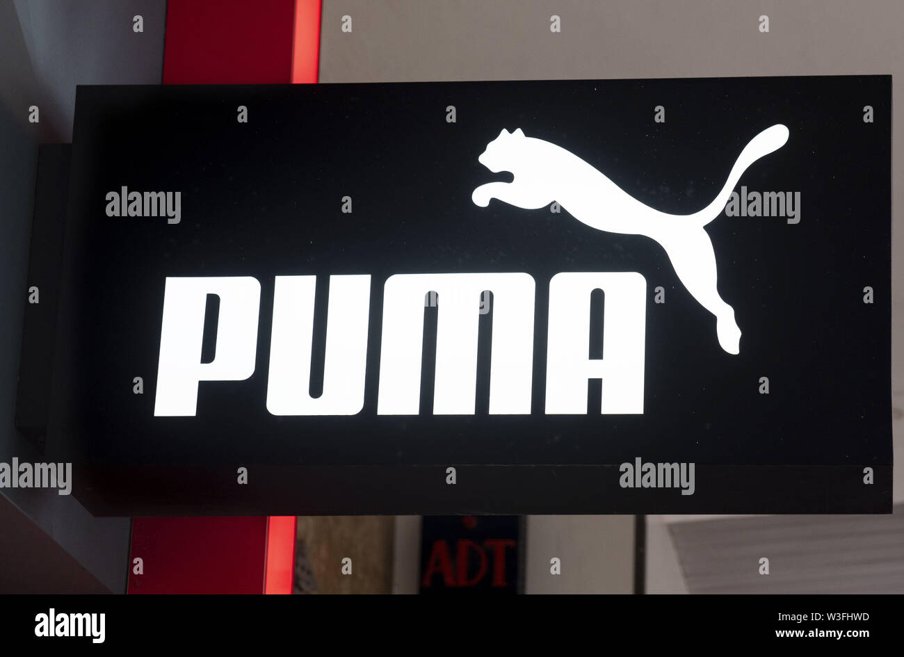 Hong Kong, China. 12th July, 2019. German multinational sportswear brand,  PUMA logo in Hong Kong. Credit: Budrul Chukrut/SOPA Images/ZUMA Wire/Alamy  Live News Stock Photo - Alamy
