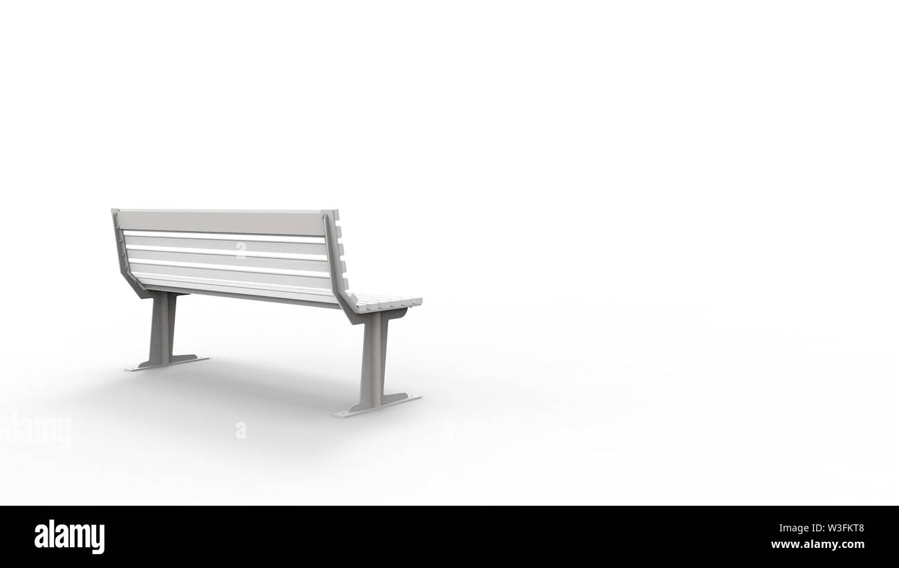 3d rendering of a white outside furniture bench isolated in white ...