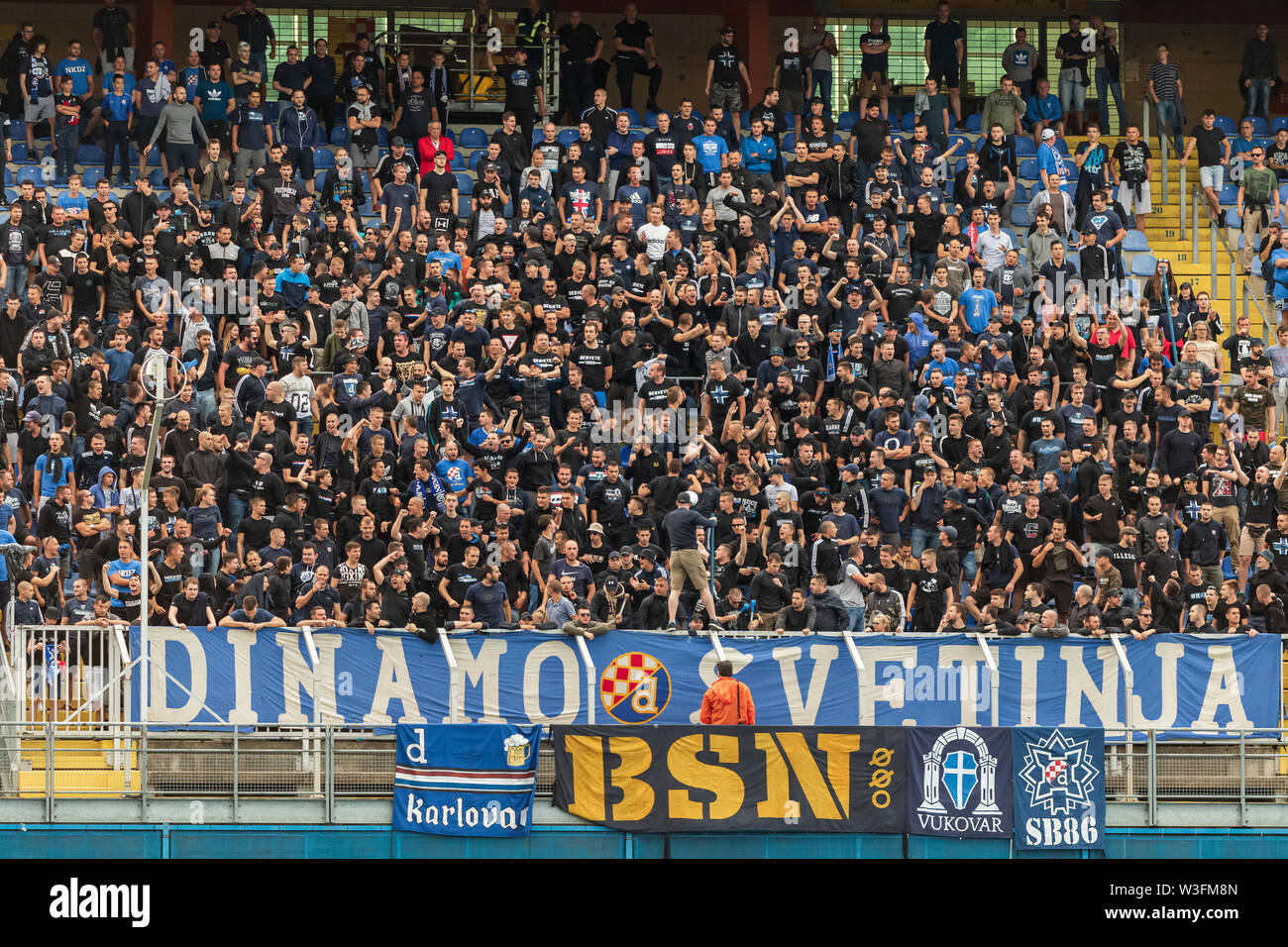 ZAGREB, CROATIA - JULY 13, 2019: Croatian league Supercup, GNK Dinamo vs. HNK  Rijeka. GNK Dinamo Zagreb flags Stock Photo - Alamy