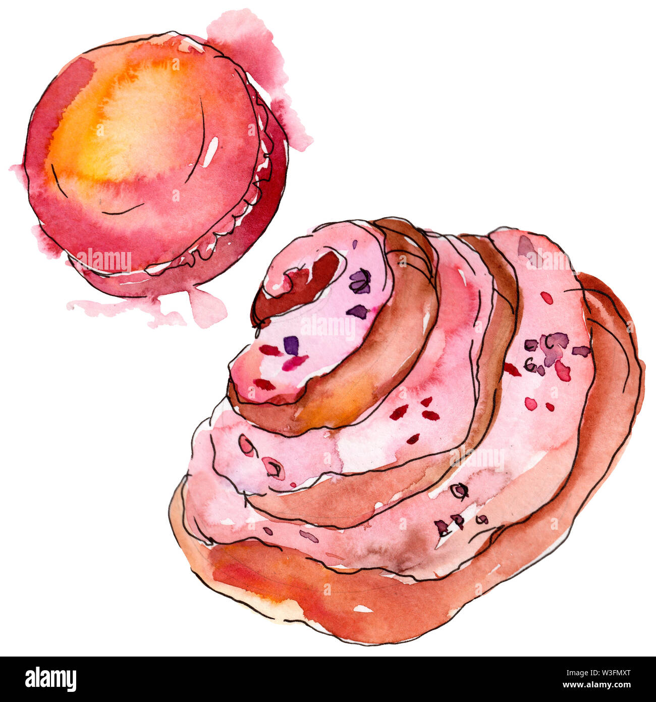 Tasty cake and desserts in a watercolor style. Background illustration ...