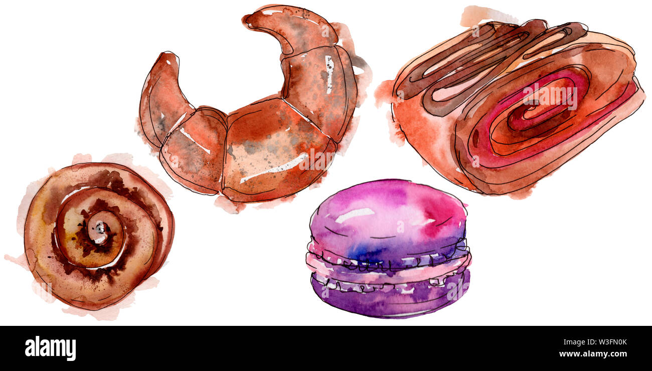Tasty cake and desserts in a watercolor style. Background illustration ...