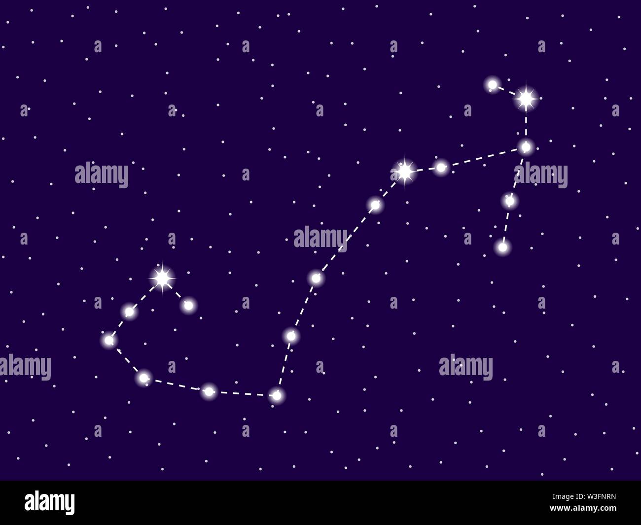 Scorpius constellation. Starry night sky. Zodiac sign. Cluster of stars and galaxies. Deep space. Vector illustration Stock Vector