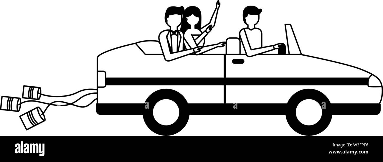 bride and groom in the car wedding day Stock Vector Image & Art - Alamy