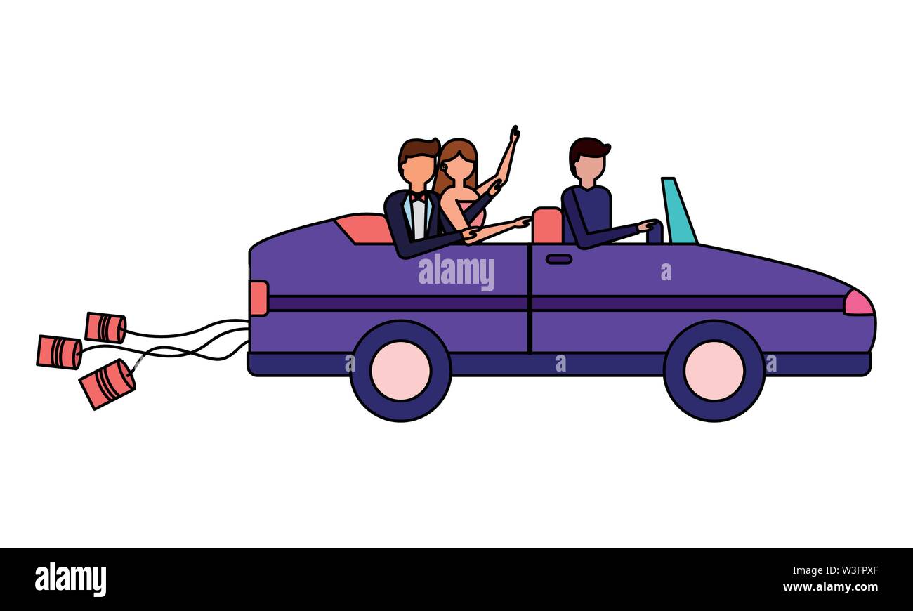 bride and groom in the car wedding day Stock Vector Image & Art - Alamy
