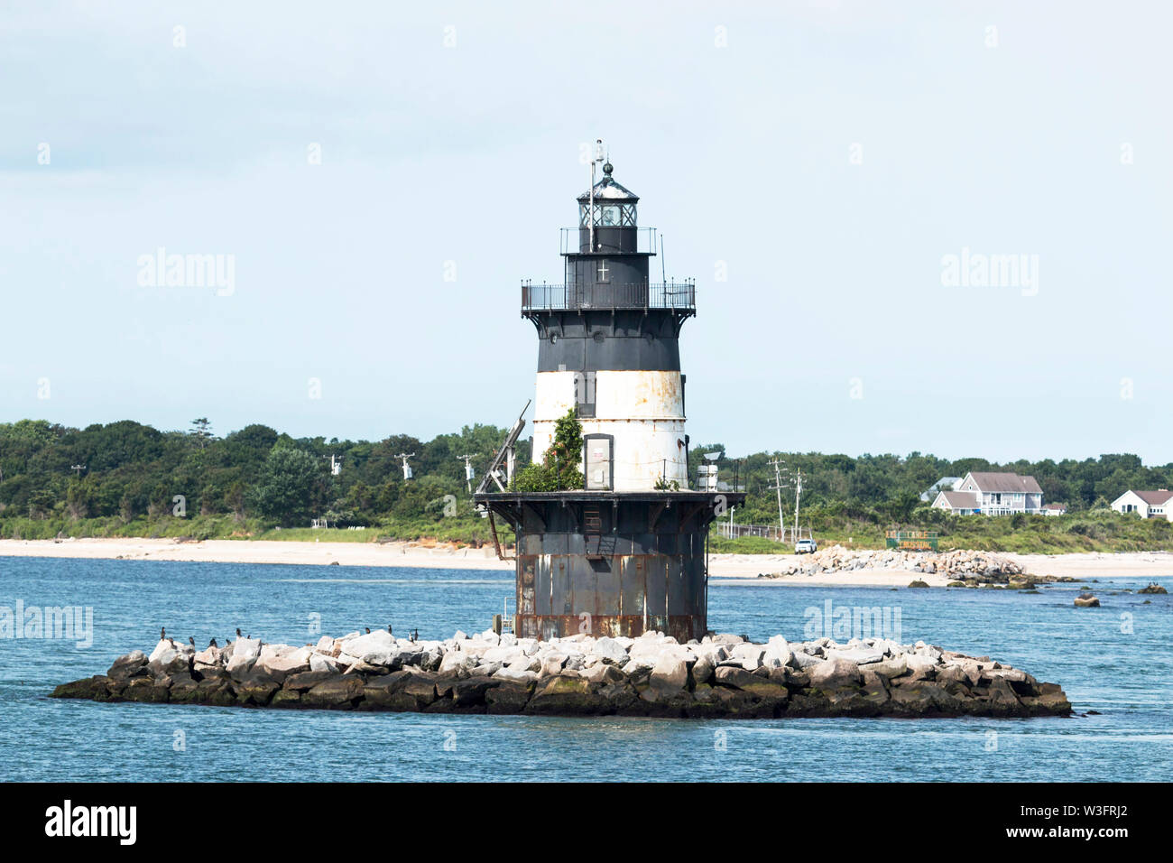 Orient Point is view behind the Orient Point lighthouse at the point