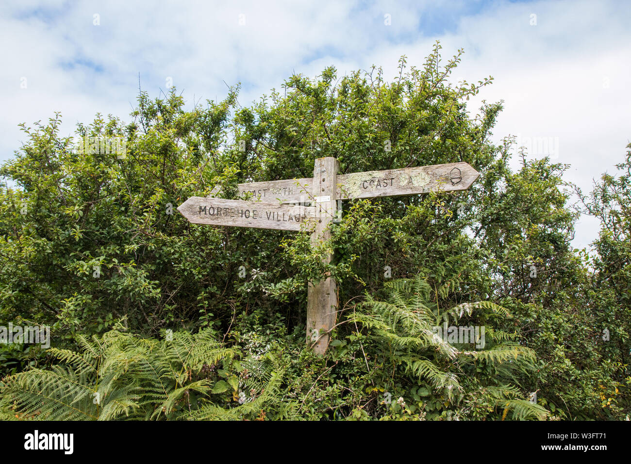 signposts coastal path North Devon Stock Photo