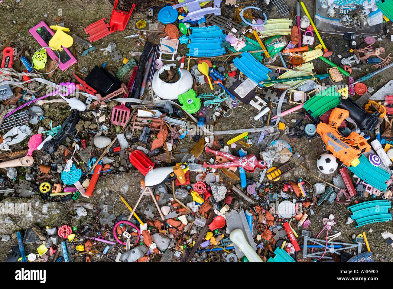 Close up of discarded plastic rubbish Stock Photo