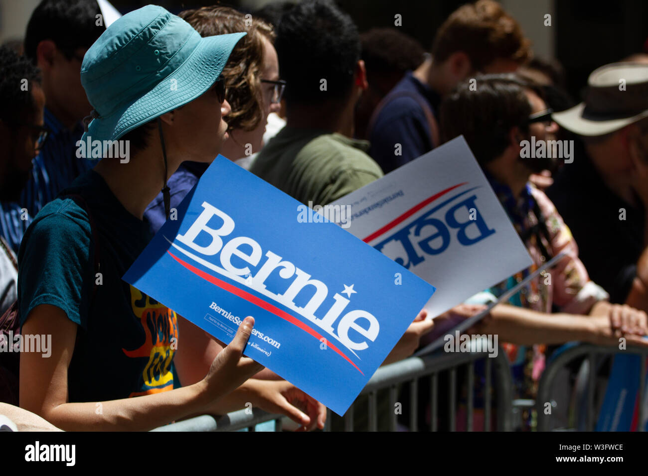 Philadelphia, Pennsylvania, USA. 15th July, 2019. A crowd of hundreds gathers to protest the closure of Hahnemann University Hospital in Philadelphia, PA, July 15, 2019. Hahnemann, a busy urban healthcare center, is facing imminent closure after being acquired by a hedge fund that is looking to raze the building and turn the land into rental or retail properties. 15th July, 2019. Credit: Michael Candelori/ZUMA Wire/Alamy Live News Credit: ZUMA Press, Inc./Alamy Live News Stock Photo