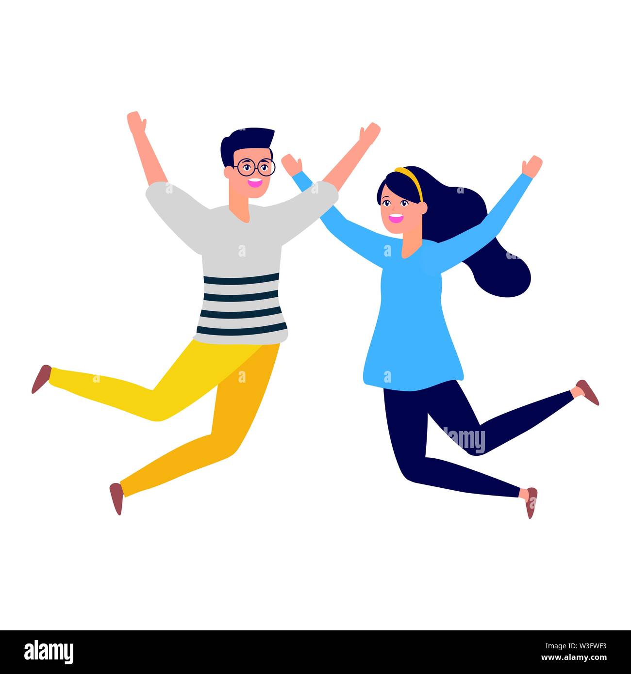 celebrating happy man and woman Stock Vector Image & Art - Alamy