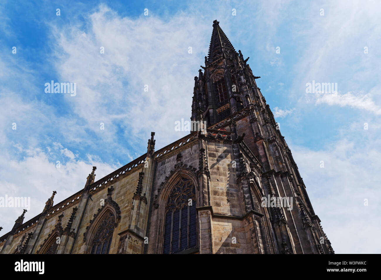 St Lambert's Church against blue sky. Muenster, Germany Stock Photo