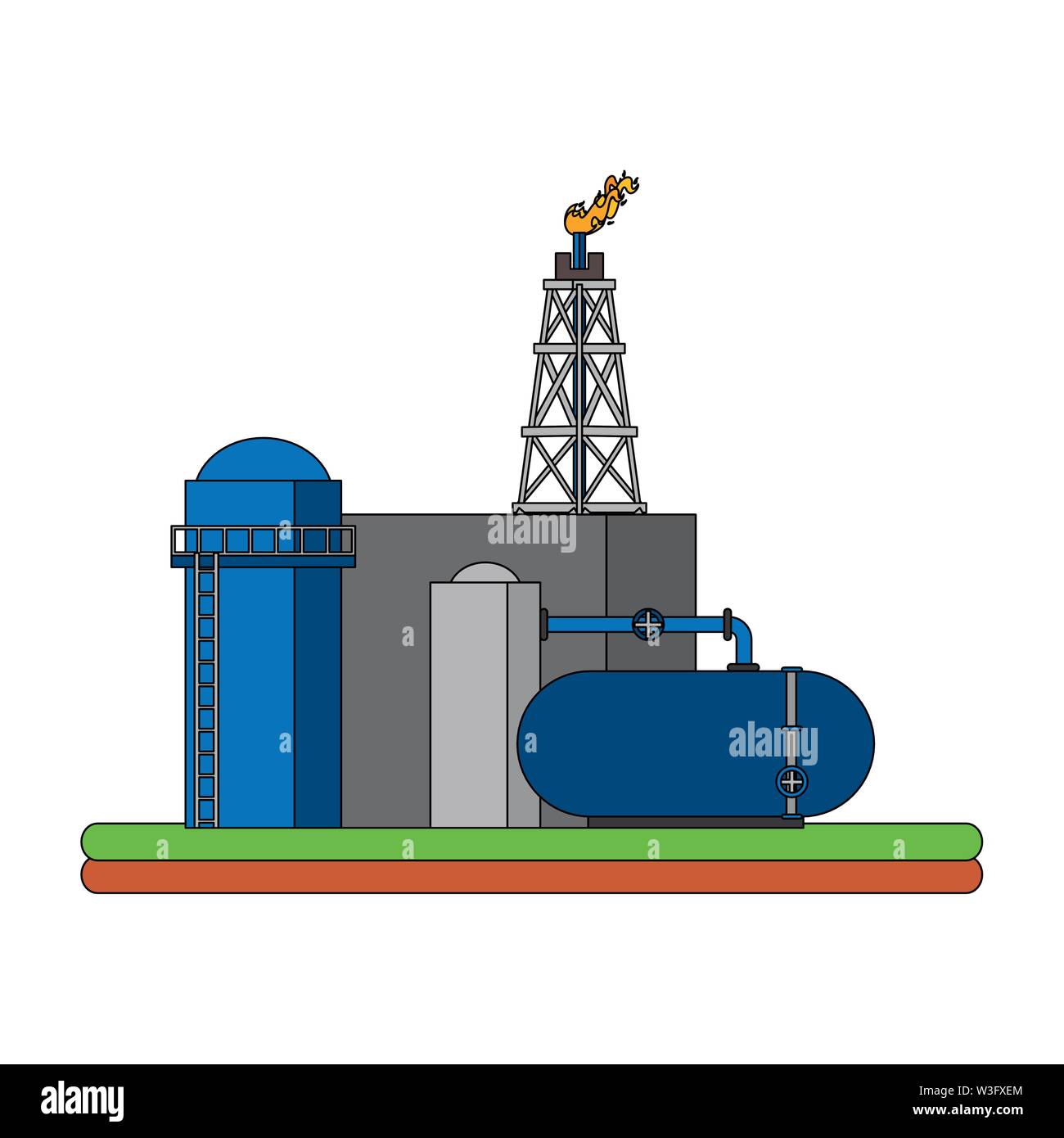 oil refinery gas factory cartoon Stock Vector Image & Art - Alamy