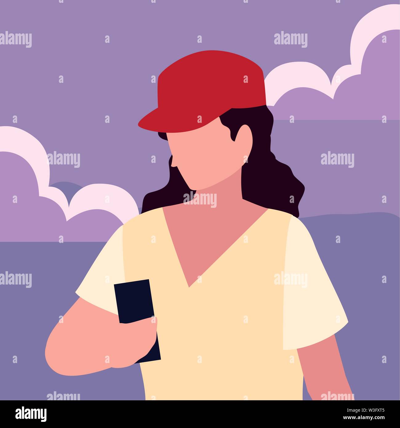 young man using smartphone social media vector illustration Stock ...