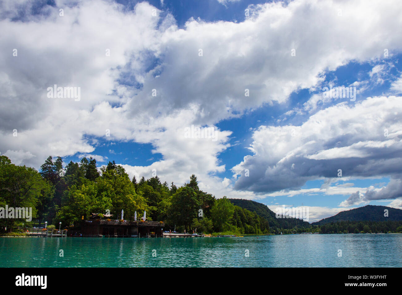 sky over Faaker see in Ausrian Alps, Carinthia region Stock Photo