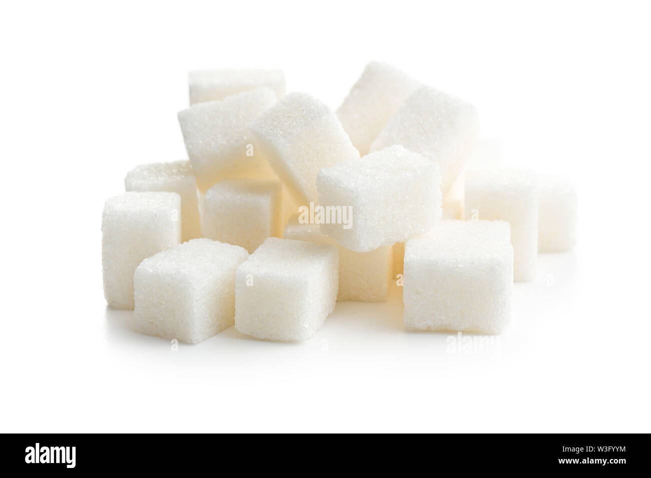 Sweet white sugar cubes isolated on white background Stock Photo - Alamy