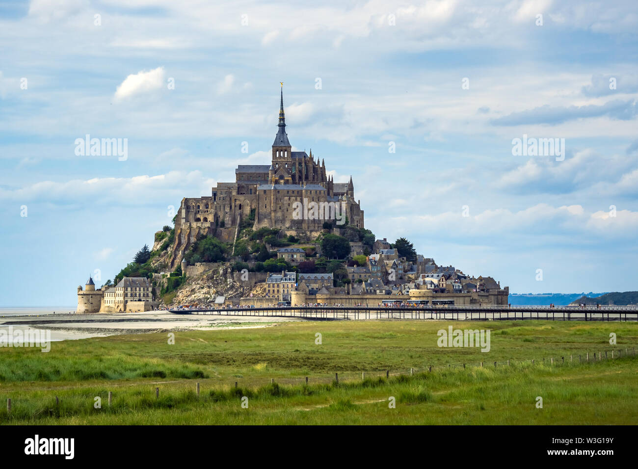 Mont St Michel exterior building cityscape, Normandy, France Stock