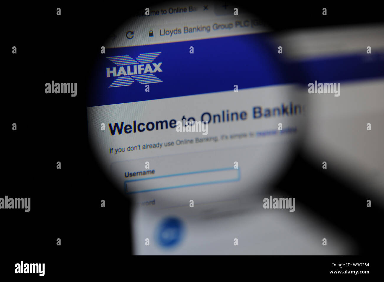 The login screen on the Halifax online banking Stock Photo