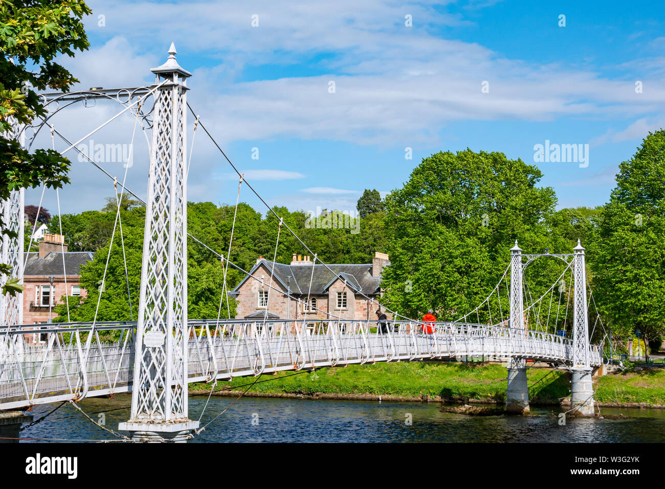 Infirmary Bridge across River Ness, iron footbridge, Inverness, Scotland, UK Stock Photo