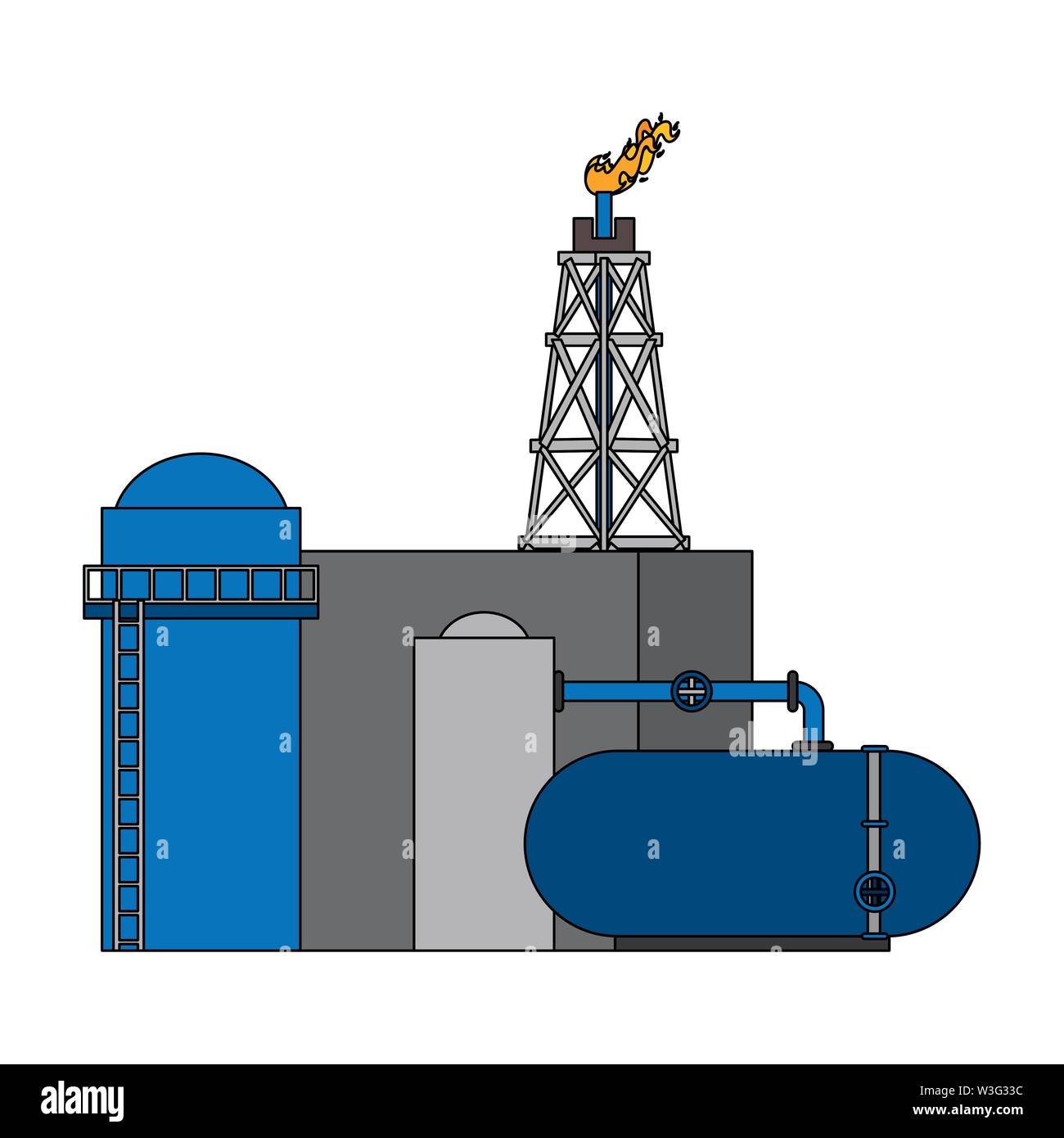 oil refinery gas factory cartoon Stock Vector Image & Art - Alamy