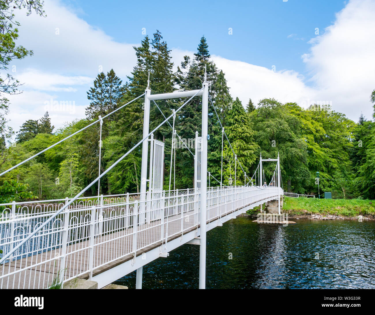 River Ness iron footbridge to Ness Island, Inverness, Scotland, UK Stock Photo