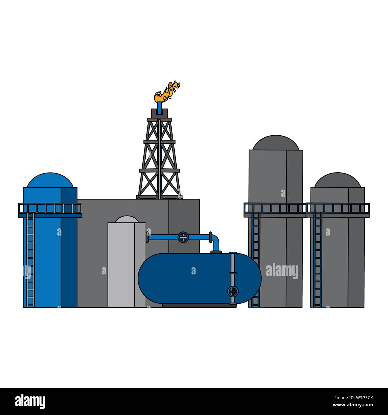 oil refinery gas factory cartoon Stock Vector Image & Art - Alamy