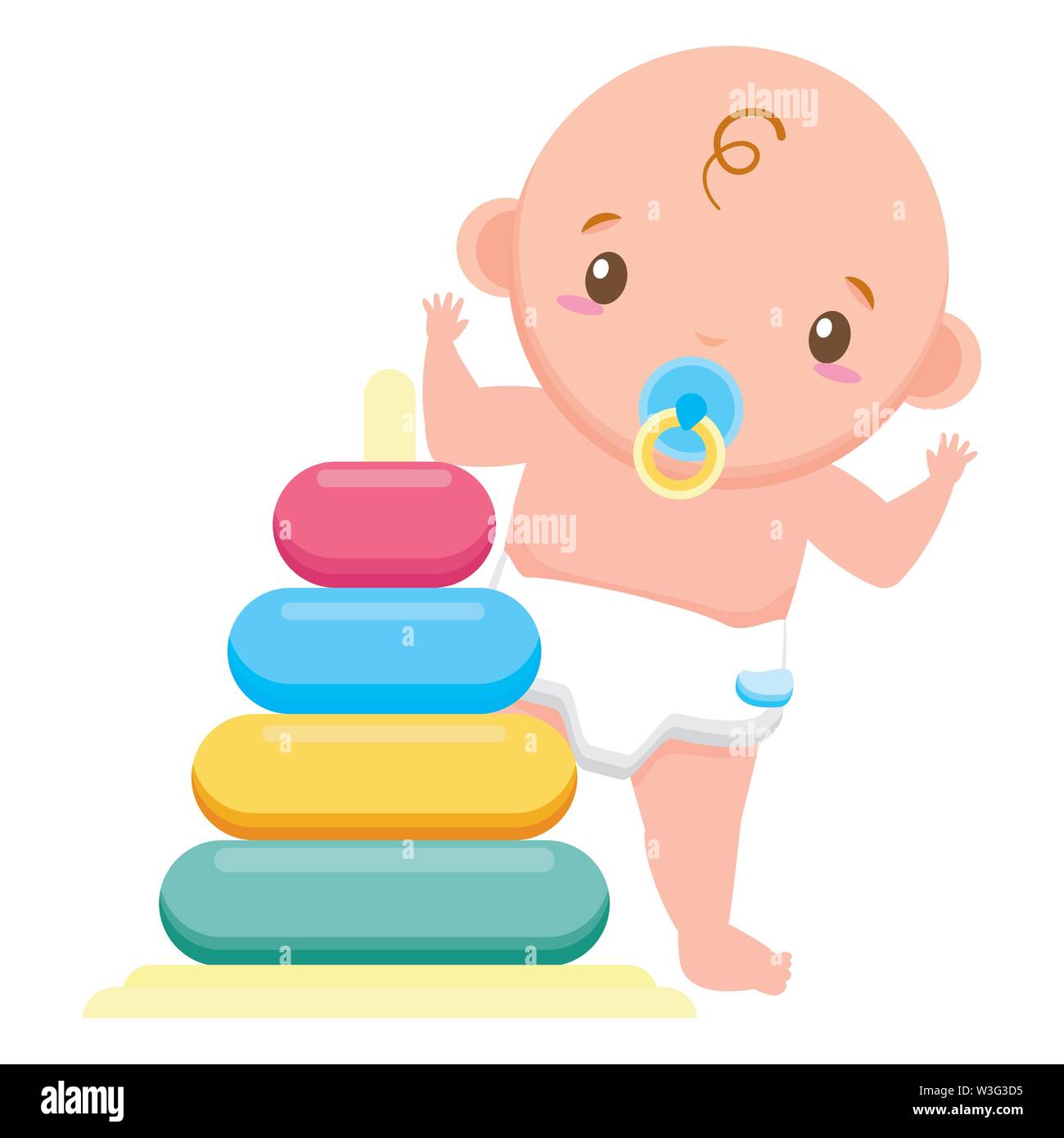 cute little baby boy with pile rings toy Stock Vector Image & Art - Alamy