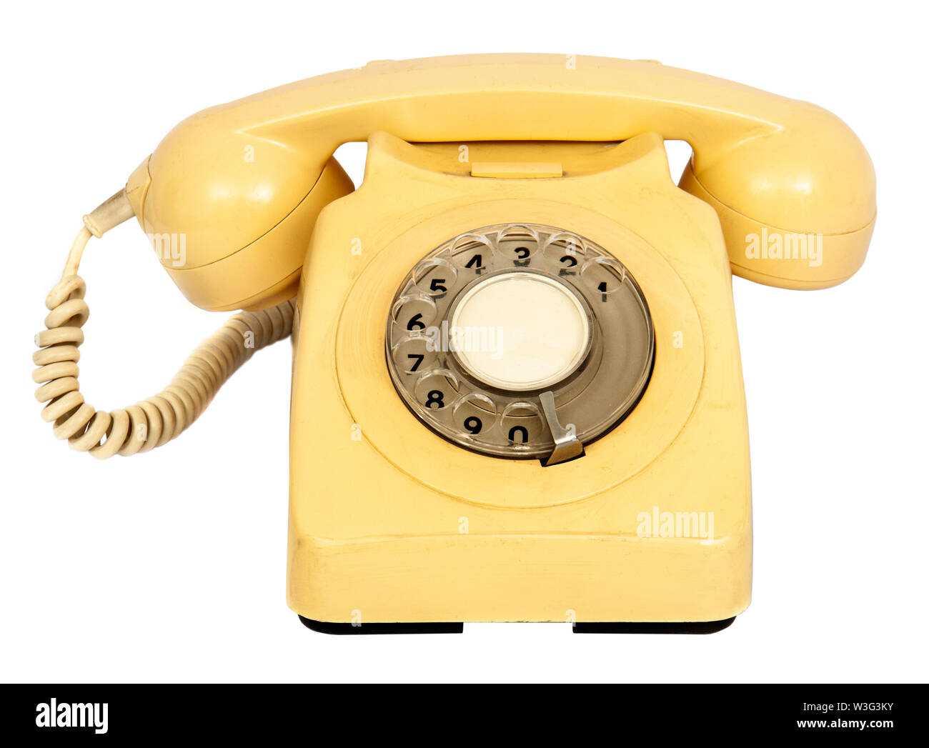 Vintage 1980s British BPO 8746g cream analogue desk telephone with rotary  dial Stock Photo - Alamy
