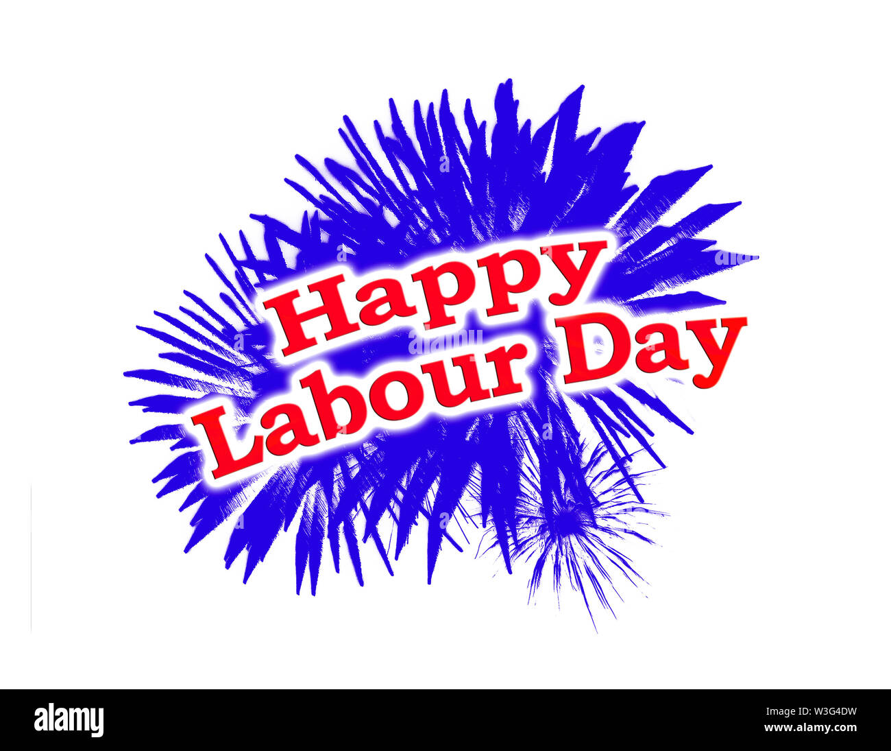 Happy labour day graphic logo with fireworks and text elements Stock