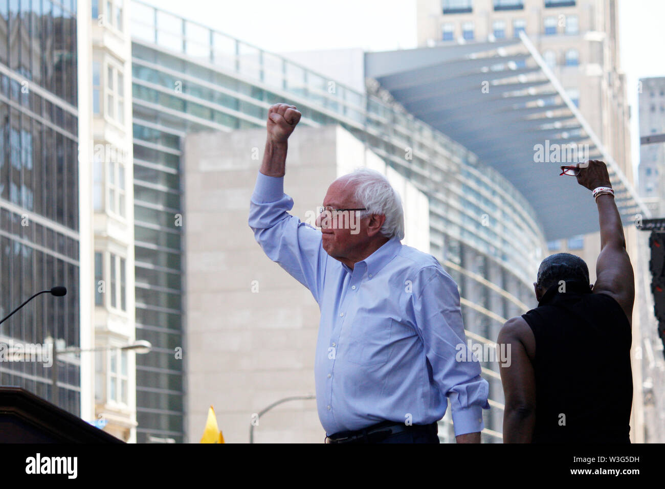 Philadelphia, PA, USA - July 15, 2019: 2020 Presidential candidate Sen. Bernie Sanders joins a rally to stop the impending closure of Hahnemann University Hospital in Center City, Philadelphia. Credit: Jana Shea/OOgImages Stock Photo
