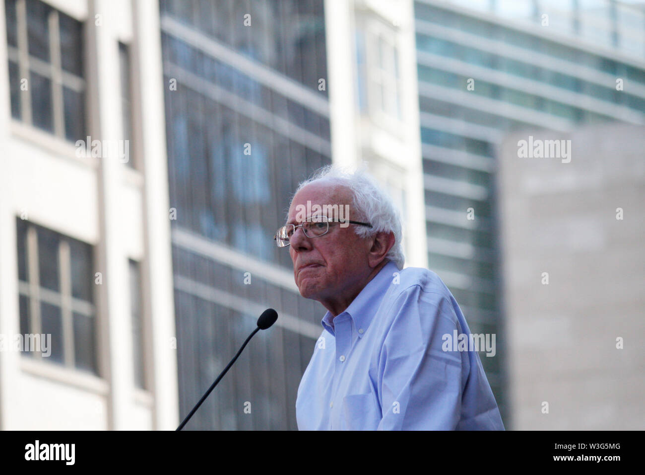 Philadelphia, PA, USA - July 15, 2019: 2020 Presidential candidate Sen. Bernie Sanders joins a rally to stop the impending closure of Hahnemann University Hospital in Center City, Philadelphia. Credit: Jana Shea/OOgImages Stock Photo