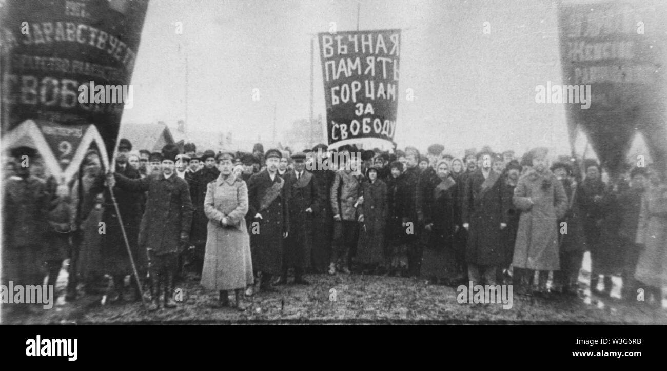 Demonstration in Samara during the February Revolution in Russia in 1917. Stock Photo