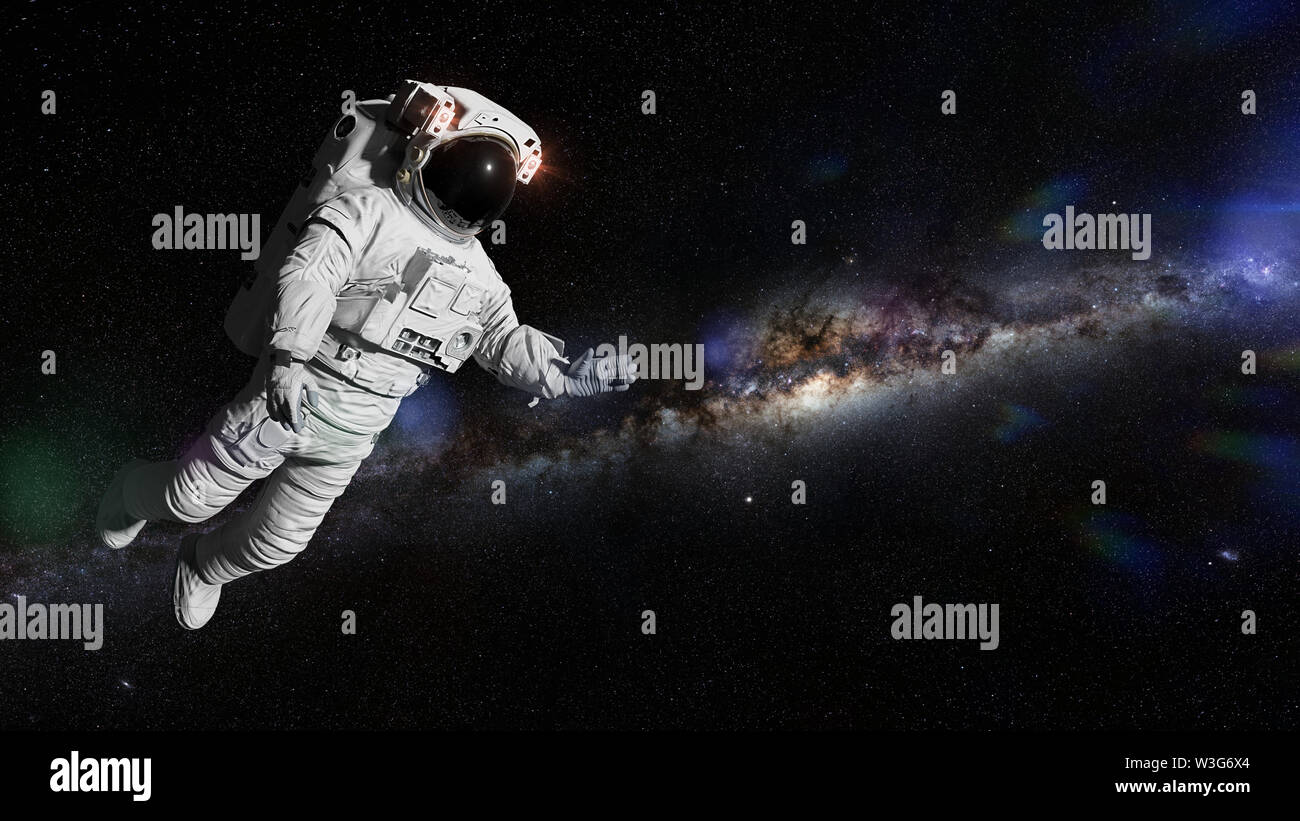 astronaut in deep space Stock Photo