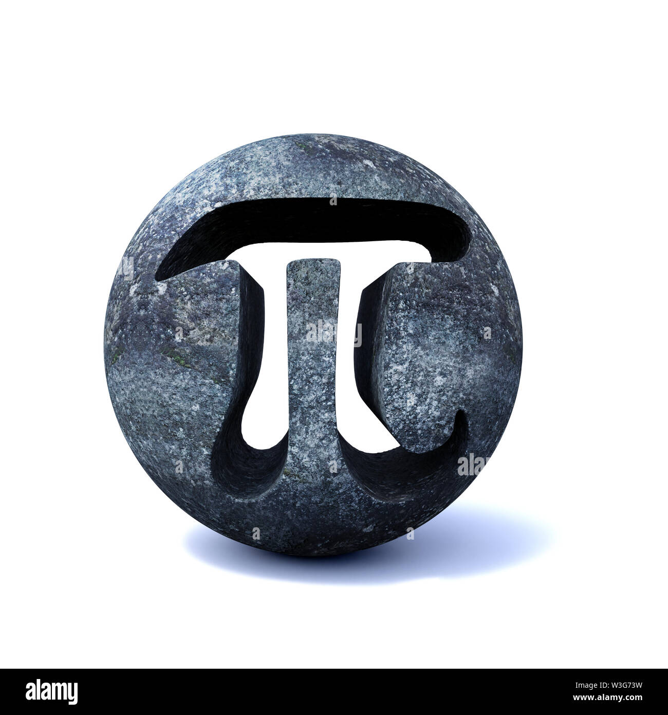 pi symbol, mathematical carved in stone constant isolated on white background Stock Photo