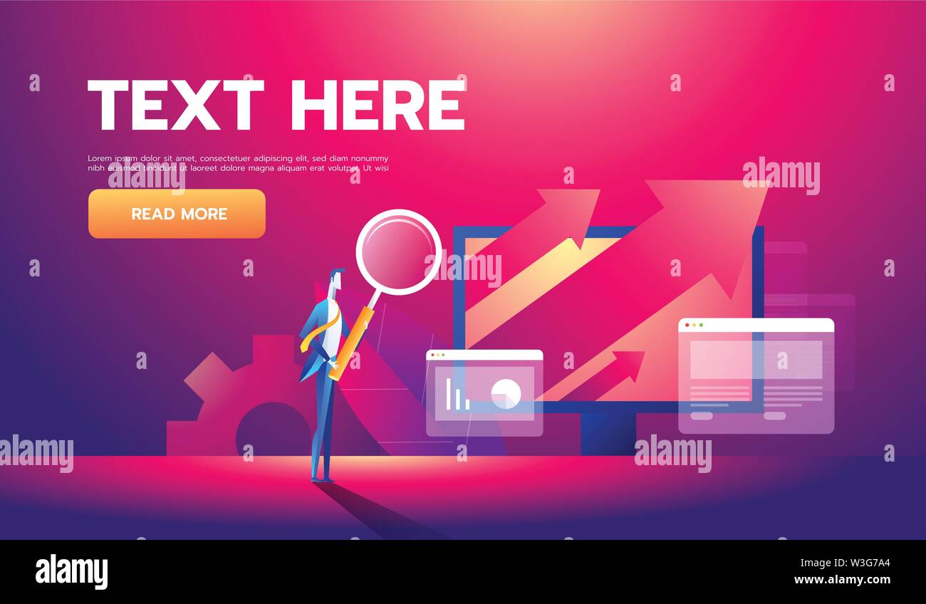 Business analysis concept banner with characters. Can use for web banner, infographics, business images. Flat isometric vector illustration. Stock Vector