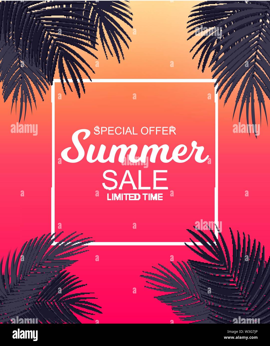 Summer Sale concept Background with Palm Leaves. Vector Illustration ...