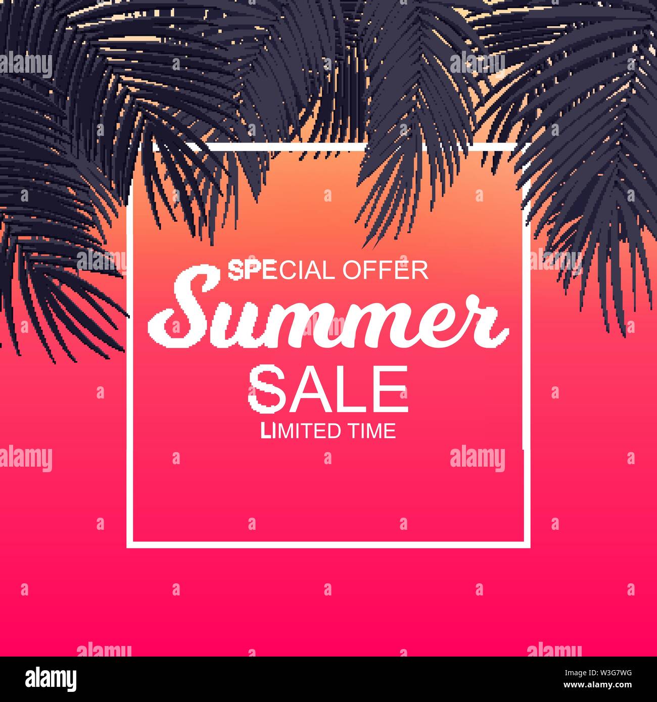 Summer Sale concept Background with Palm Leaves. Vector Illustration ...