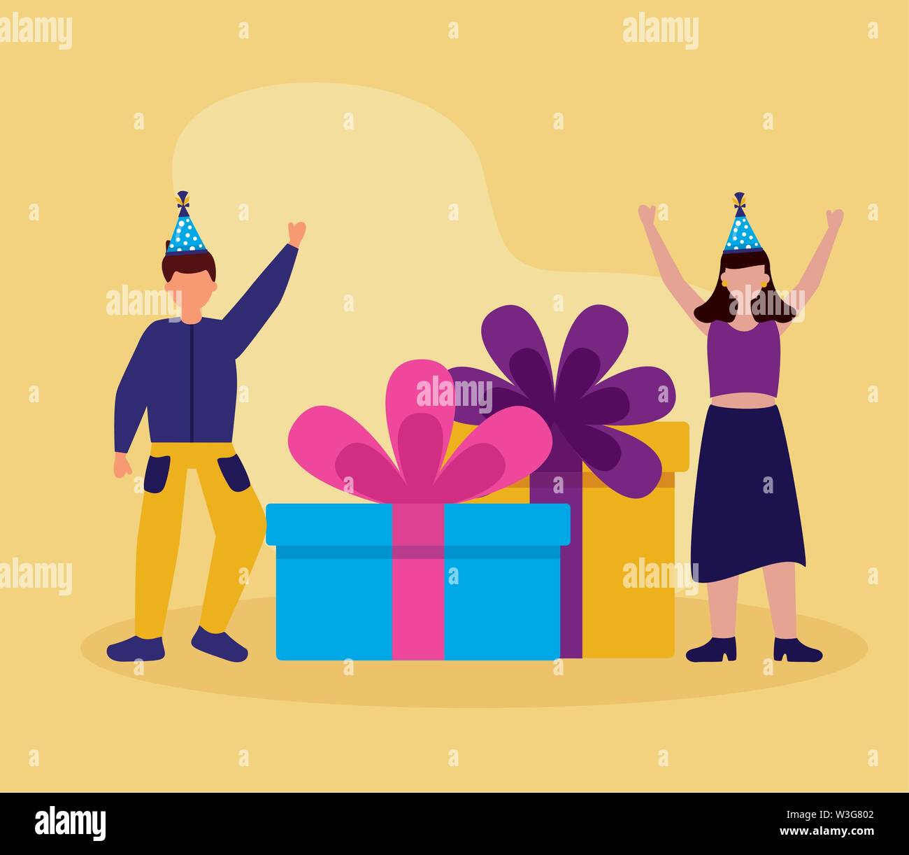 happy birthday people flat design Stock Vector Image & Art - Alamy