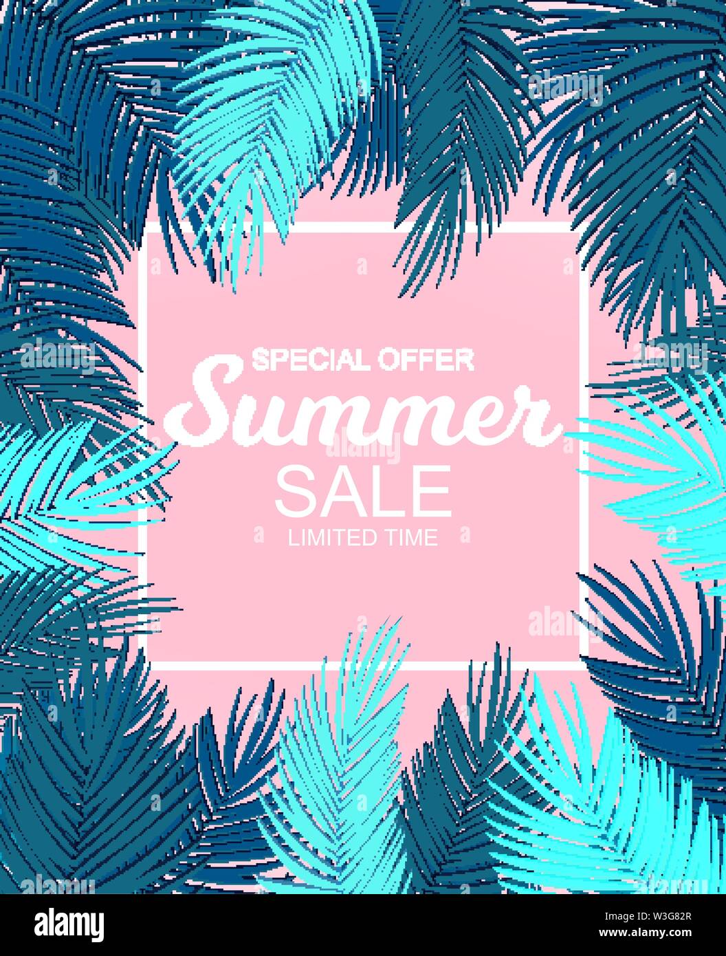 Summer Sale concept Background with Palm Leaves. Vector Illustration ...