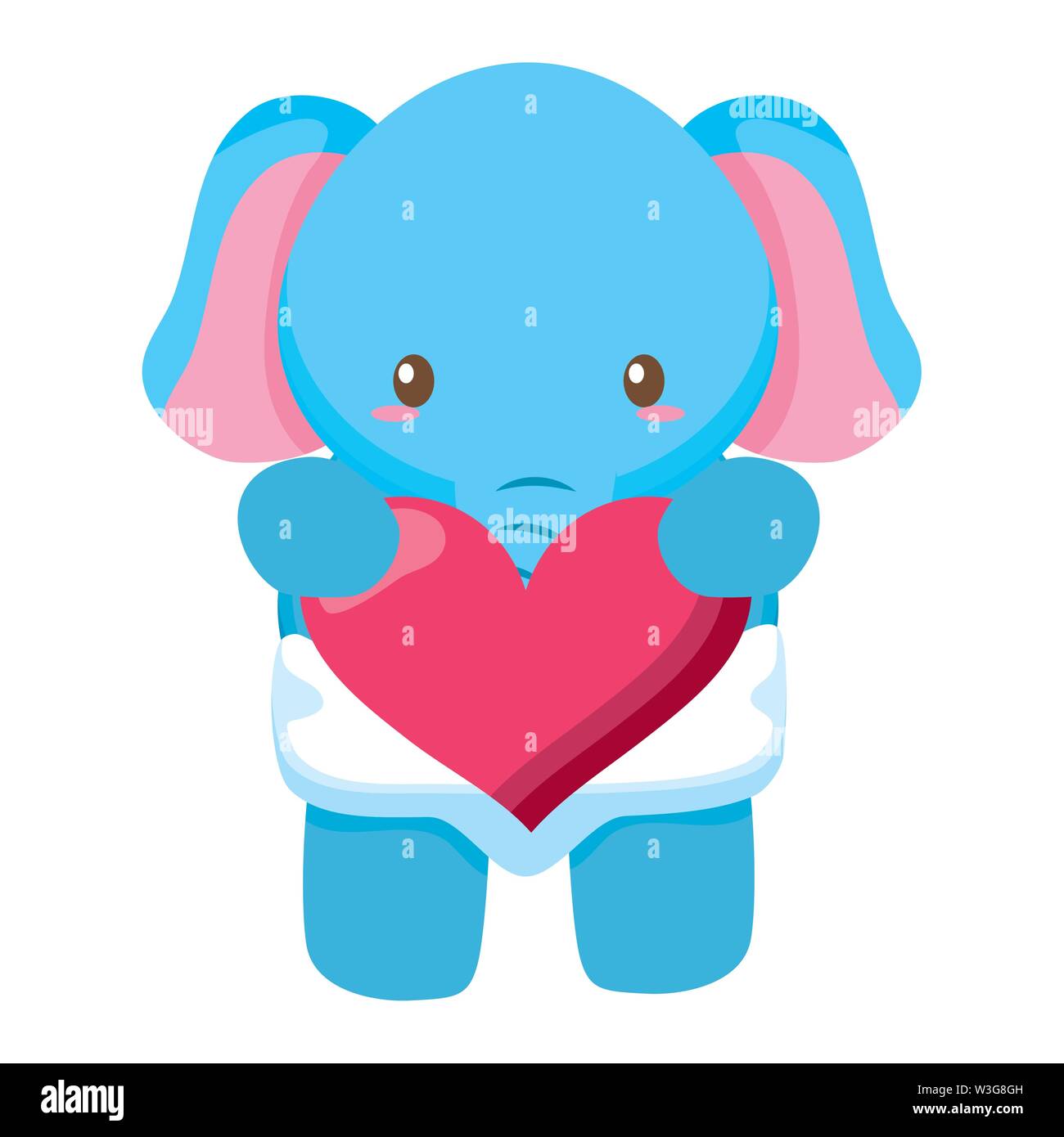 cute little elephant baby with heart love character Stock Vector Image ...