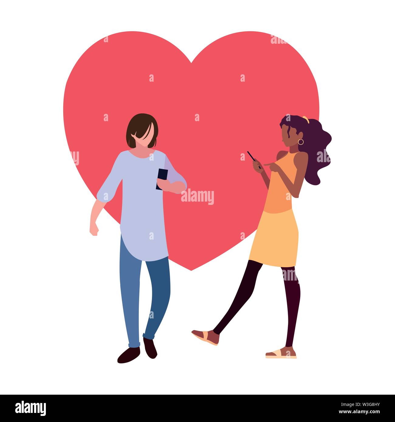 man and woman characters using smartphone vector illustration Stock ...