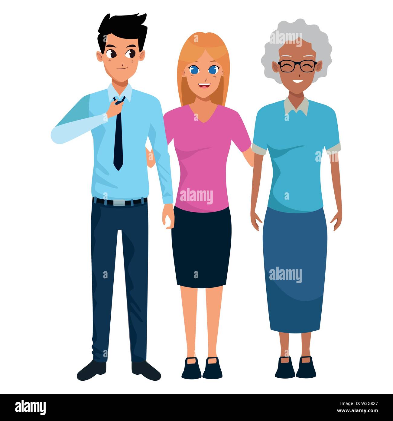 Family old mother with adult saughter and son Stock Vector