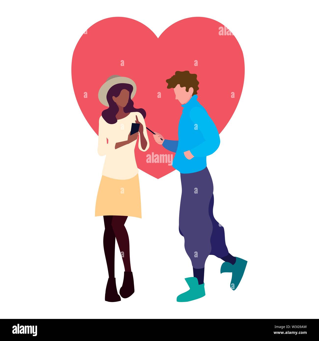 man and woman characters using smartphone vector illustration Stock ...